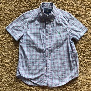 Boys Ralph Lauren short sleeve plaid dress shirt.